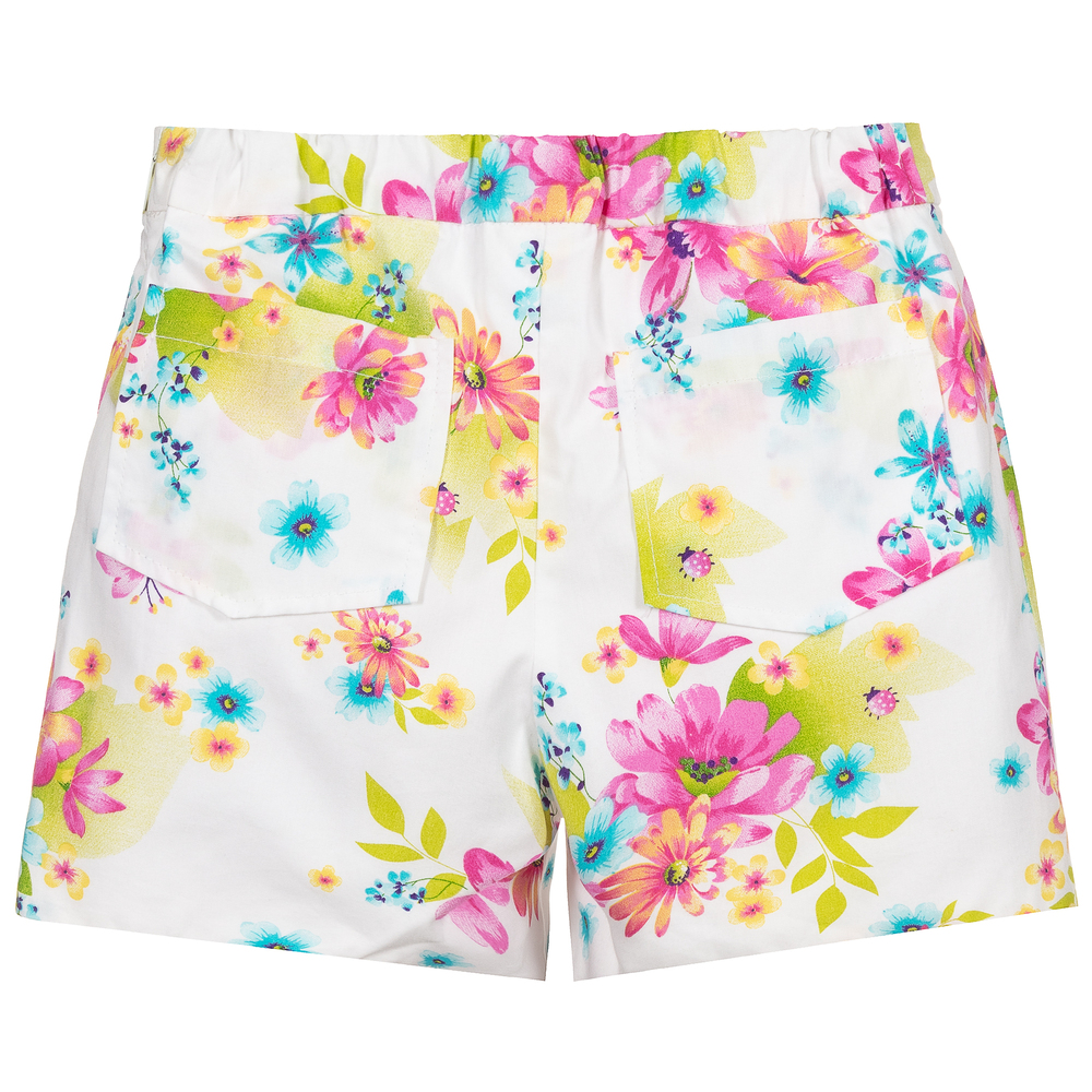 Sarah Louise White Floral Cotton Shorts