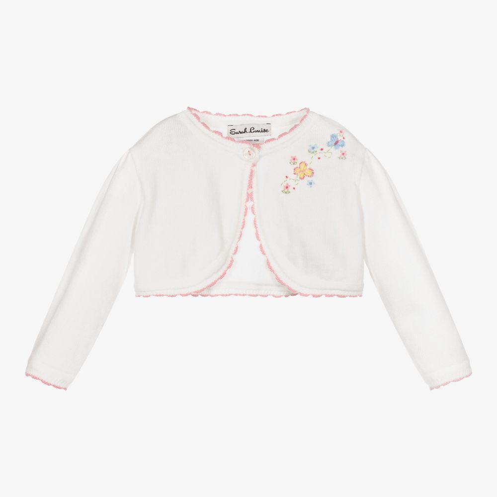Sarah Louise White Knitted Bolero Cardigan Childrensalon Outlet