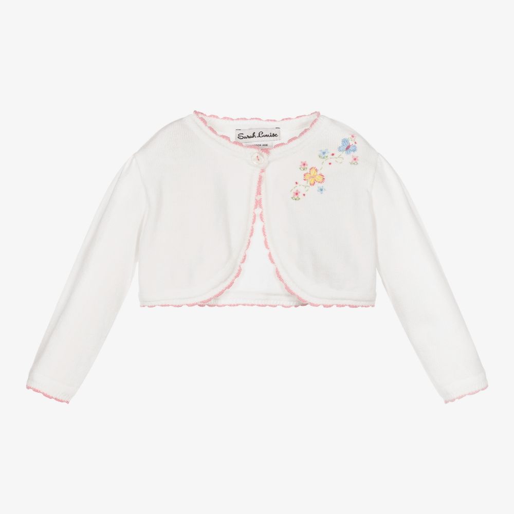 Sarah Louise - White Knitted Bolero Cardigan | Childrensalon