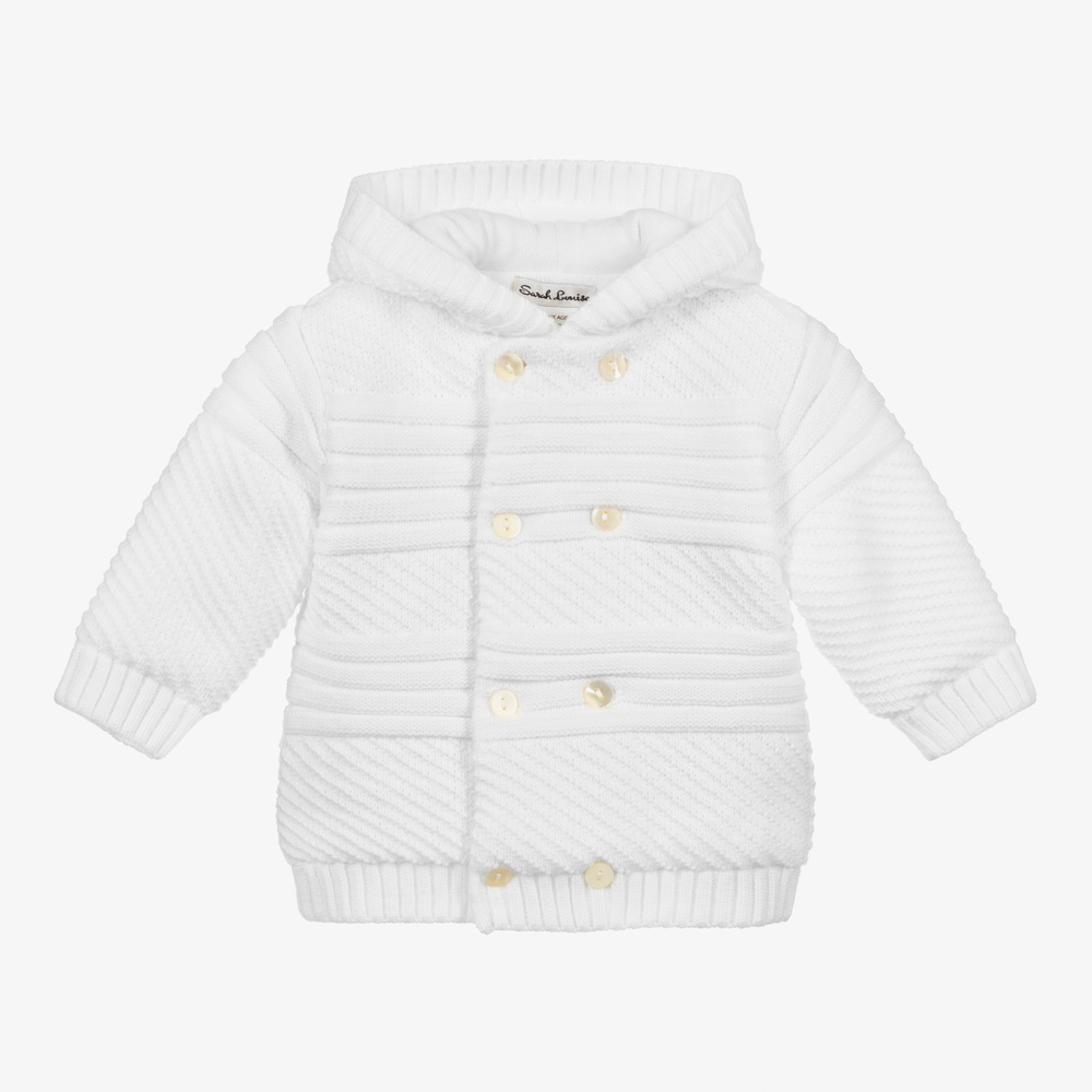 Sarah Louise - White Knitted Pram Coat | Childrensalon Outlet