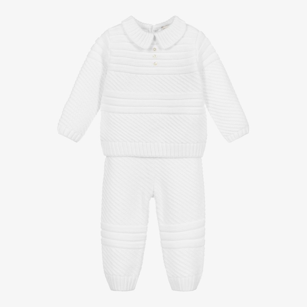 Sarah Louise-White Knitted Trouser Set  | Childrensalon Outlet