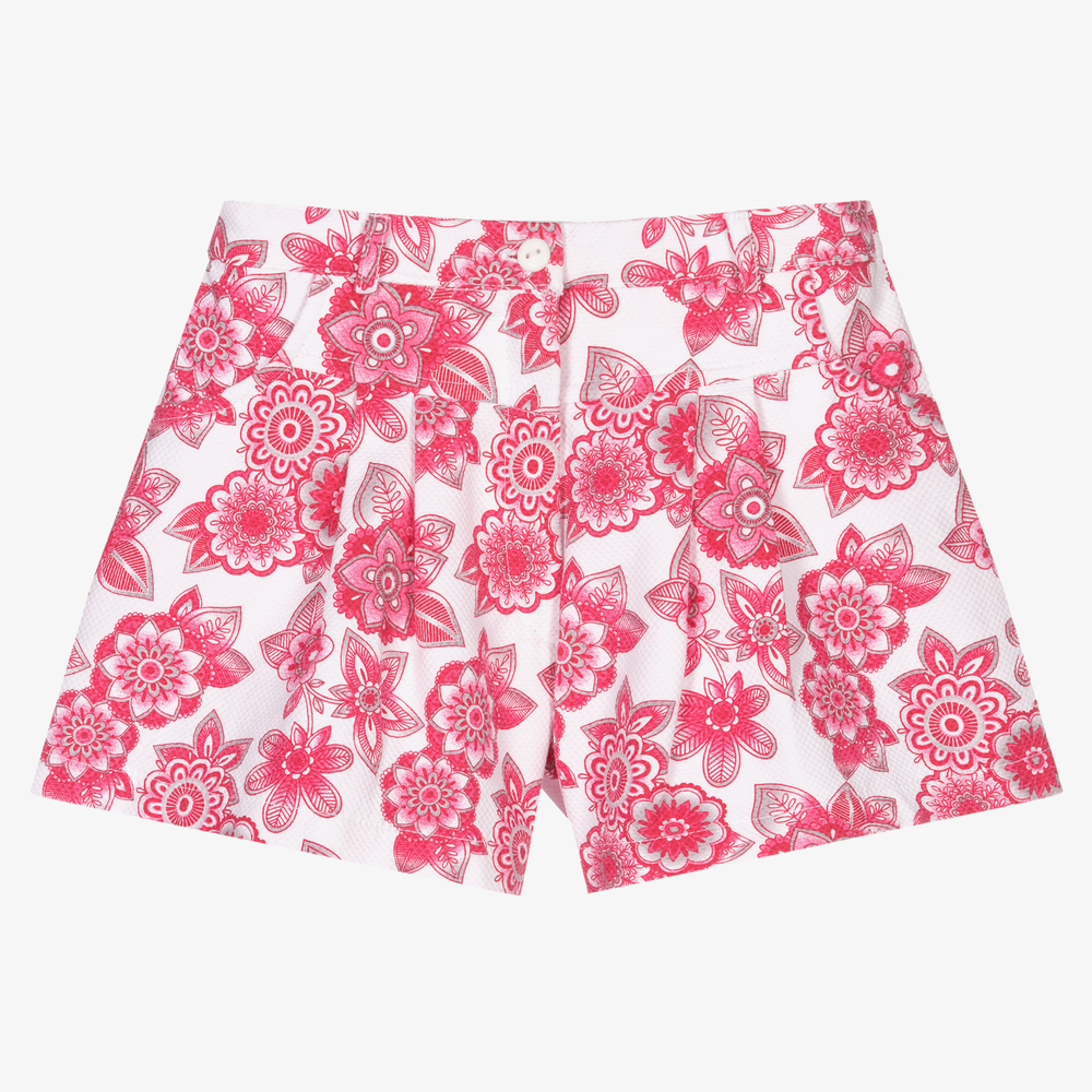 Sarah Louise - White & Pink Cotton Shorts | Childrensalon