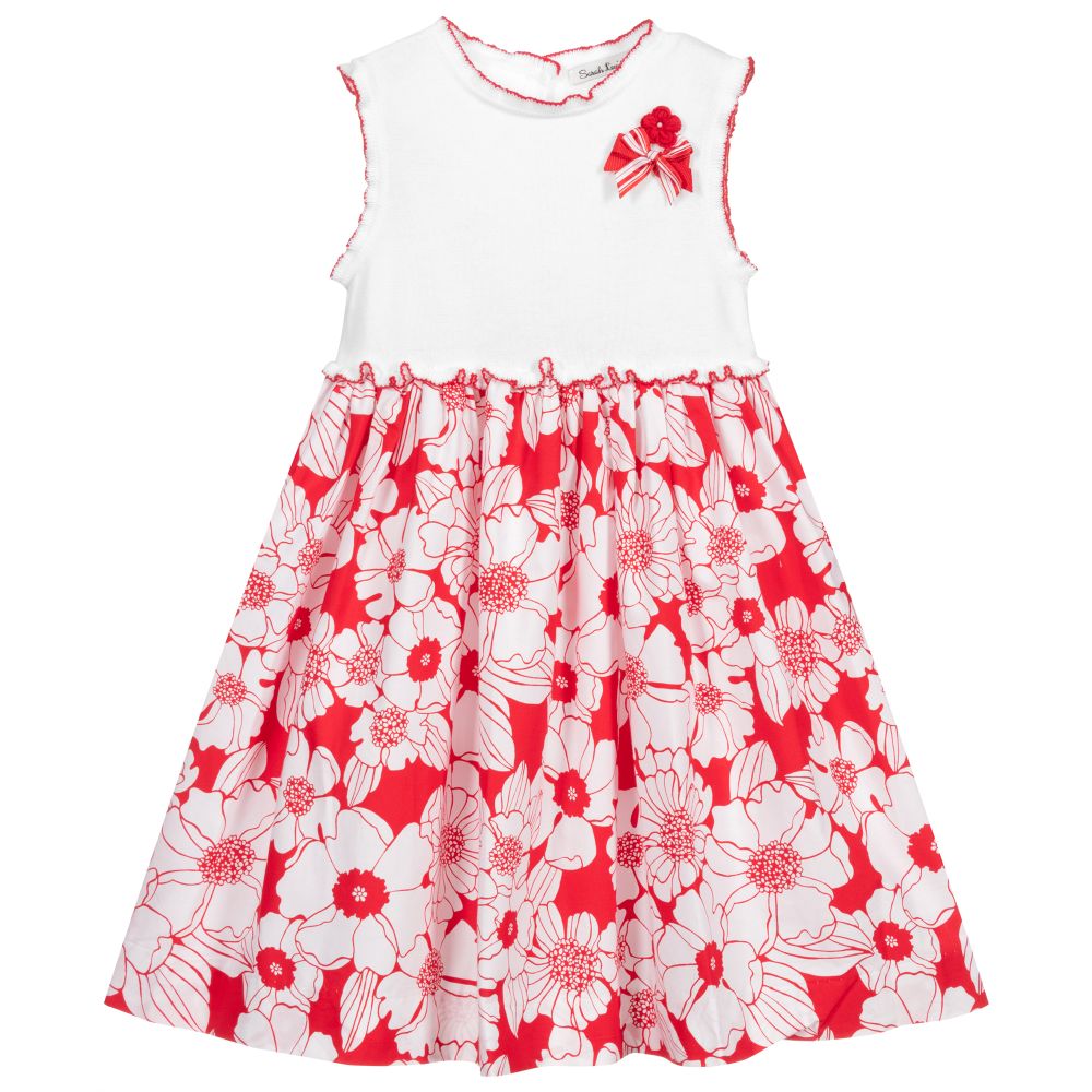 Sarah Louise - White & Red Floral Dress | Childrensalon