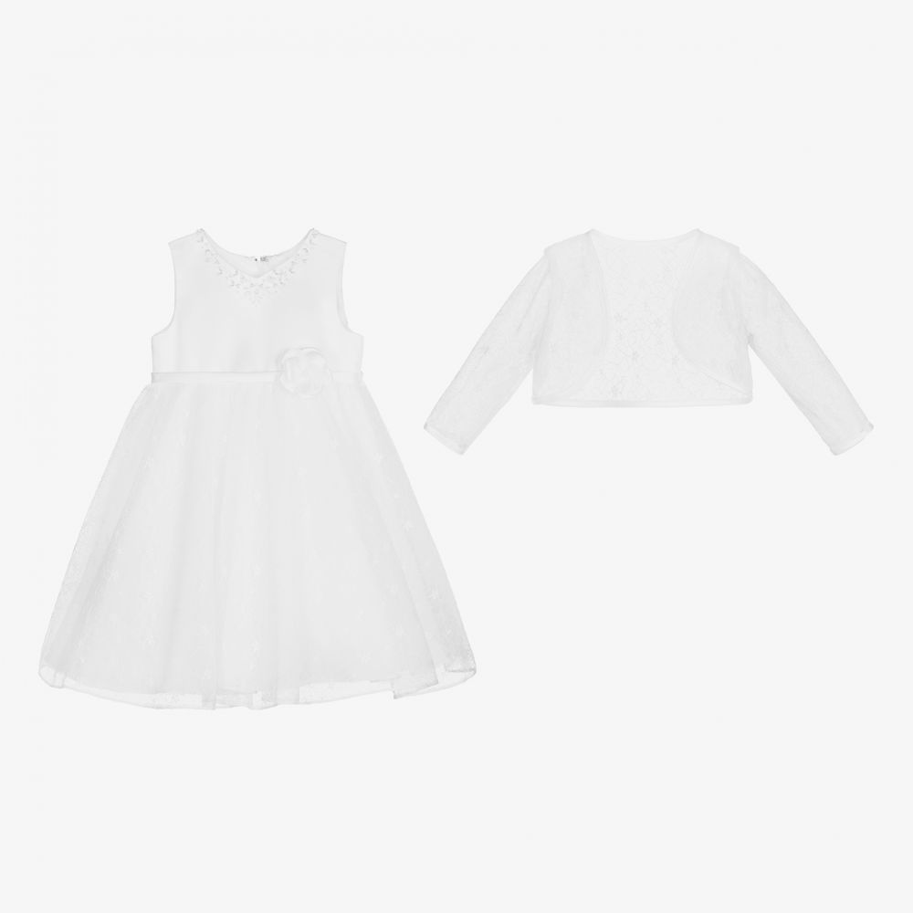 Sarah Louise-White Satin & Tulle Dress Set | Childrensalon Outlet