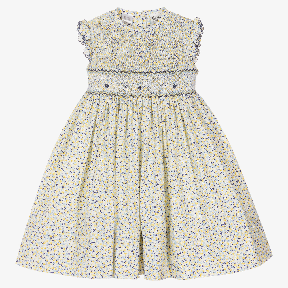 Sarah Louise - Yellow Floral Smocked Dress | Childrensalon