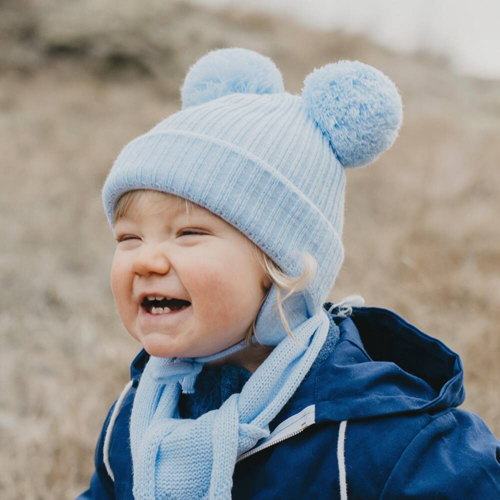 Sätila of Sweden-Blue Pom-Pom Winter Hat | Childrensalon Outlet