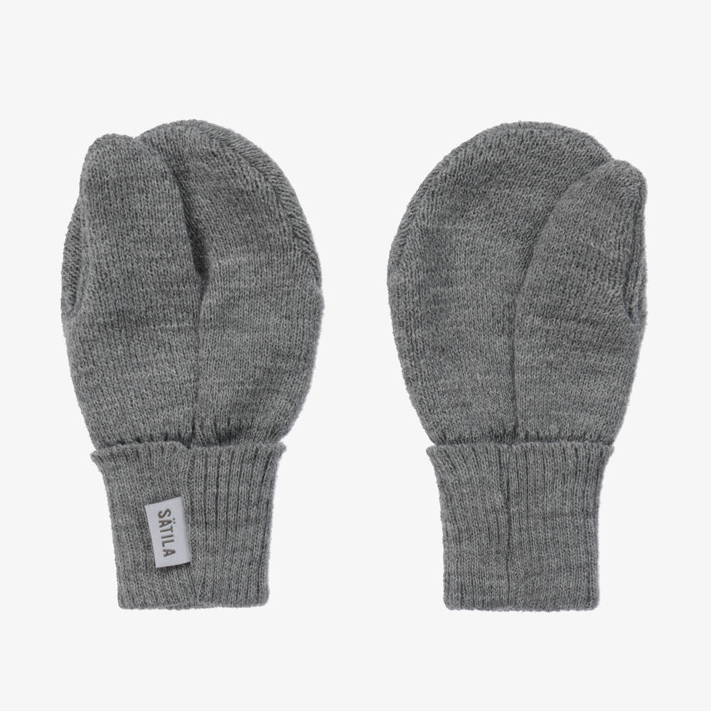 Sätila of Sweden-Dark Grey Twiddle Knitted Baby Mittens | Childrensalon Outlet