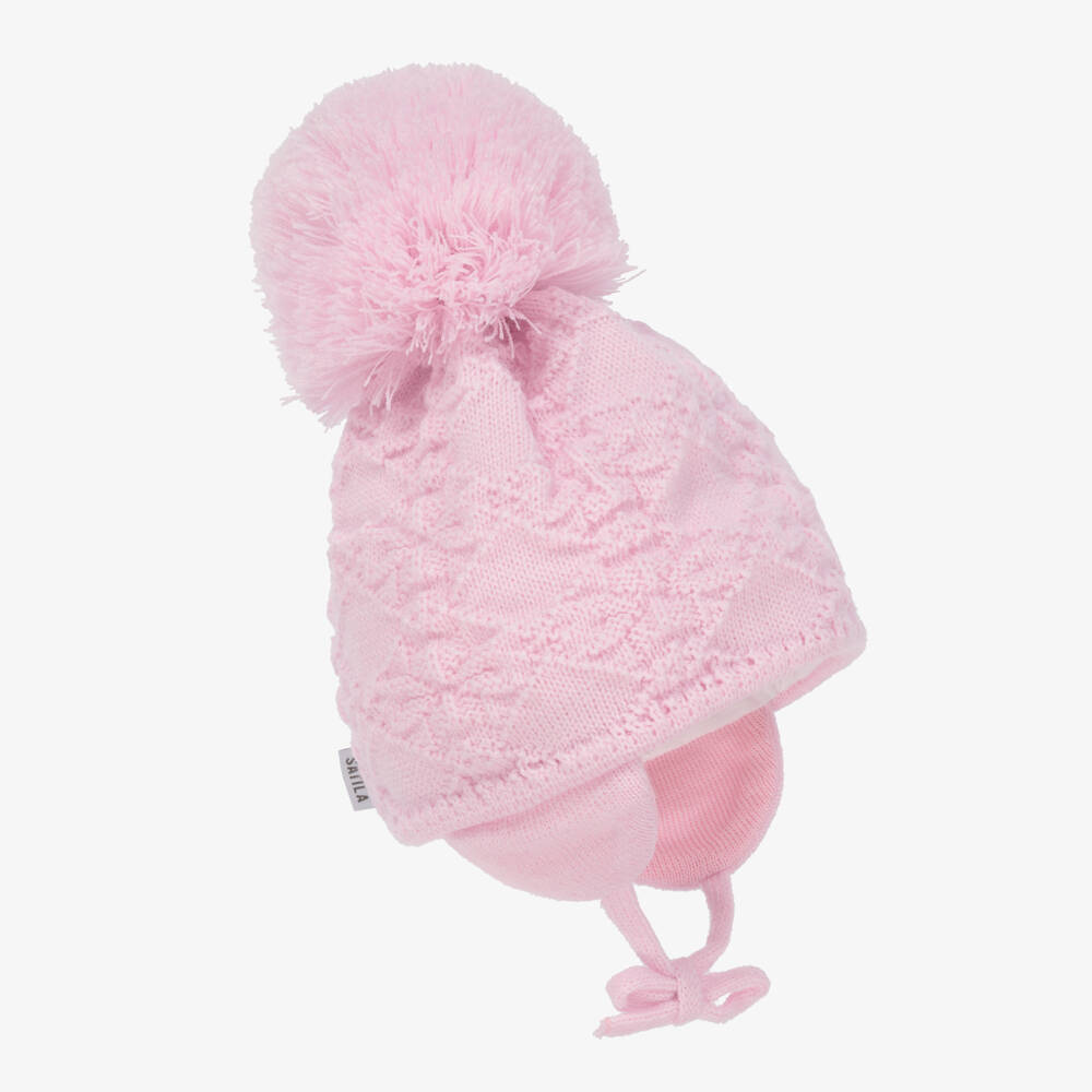 Sätila of Sweden-Girls Pink Cassie Giant Pom-Pom Hat | Childrensalon Outlet