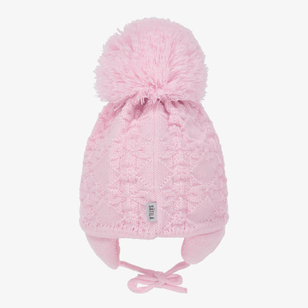 Sätila of Sweden-Girls Pink Cassie Giant Pom-Pom Hat | Childrensalon Outlet