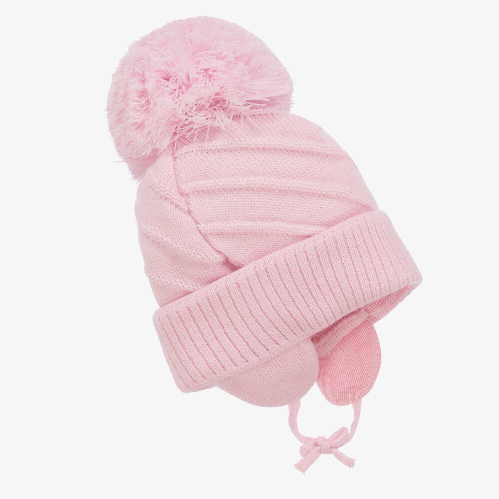 Sätila of Sweden-Girls Pink Chunky Knit Pom Hat | Childrensalon Outlet