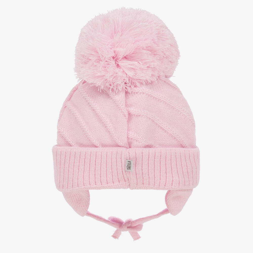Sätila of Sweden-Girls Pink Chunky Knit Pom Hat | Childrensalon Outlet
