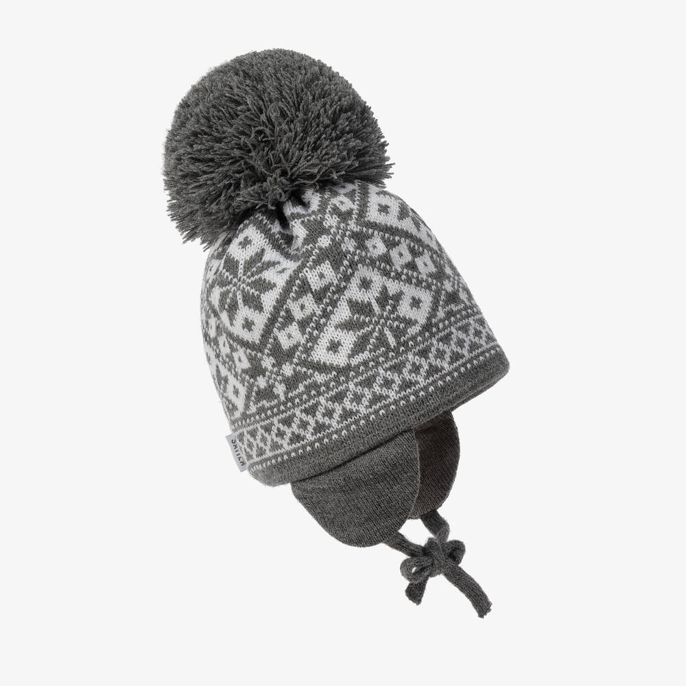 Sätila of Sweden-Grey Alice Knitted Large Pom-Pom Beanie | Childrensalon Outlet