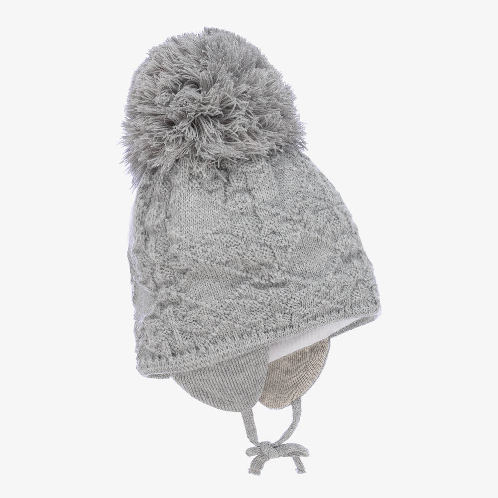 ساتيلا أوف سويدن-قبعة بوم بوم أكريليك محبوك لون رمادي | Childrensalon Outlet