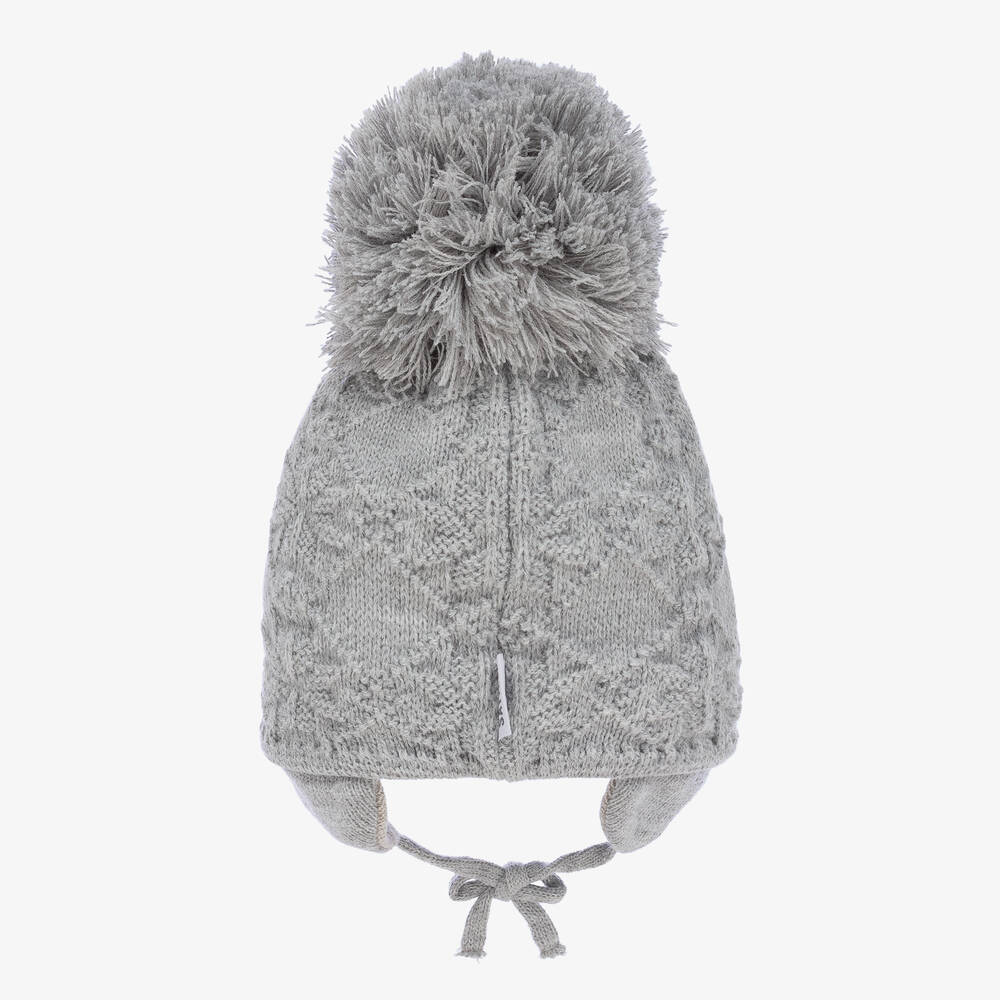 ساتيلا أوف سويدن-قبعة بوم بوم أكريليك محبوك لون رمادي | Childrensalon Outlet