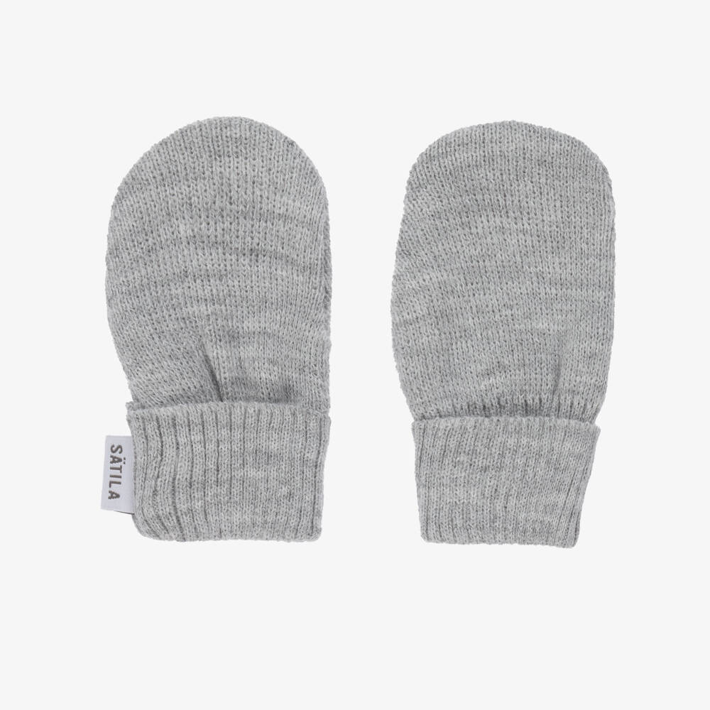 Sätila of Sweden-Grey Trixie Knitted Baby Mittens | Childrensalon Outlet