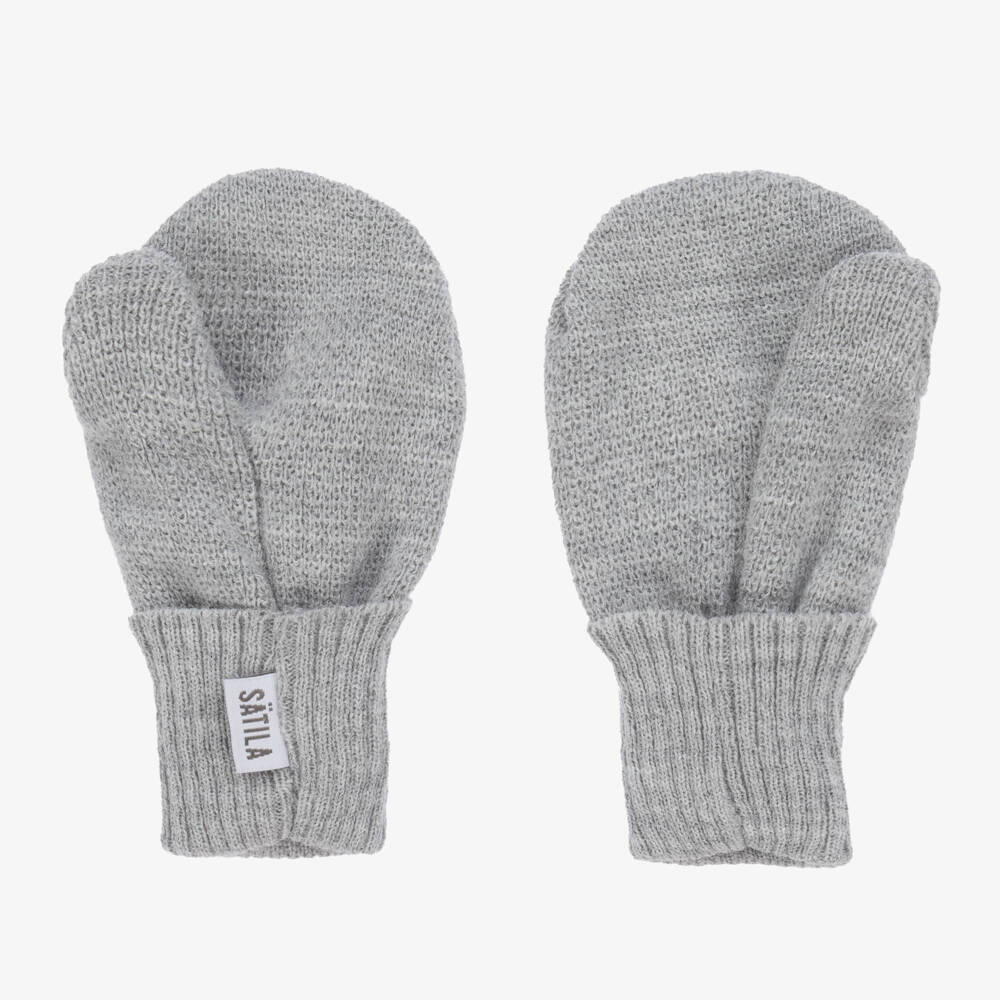 Sätila of Sweden-Grey Twiddle Knitted Baby Mittens | Childrensalon Outlet