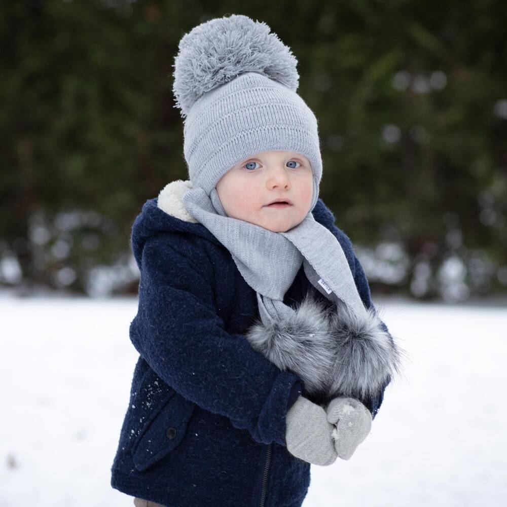 Sätila of Sweden-Grey Twiddle Knitted Baby Mittens | Childrensalon Outlet