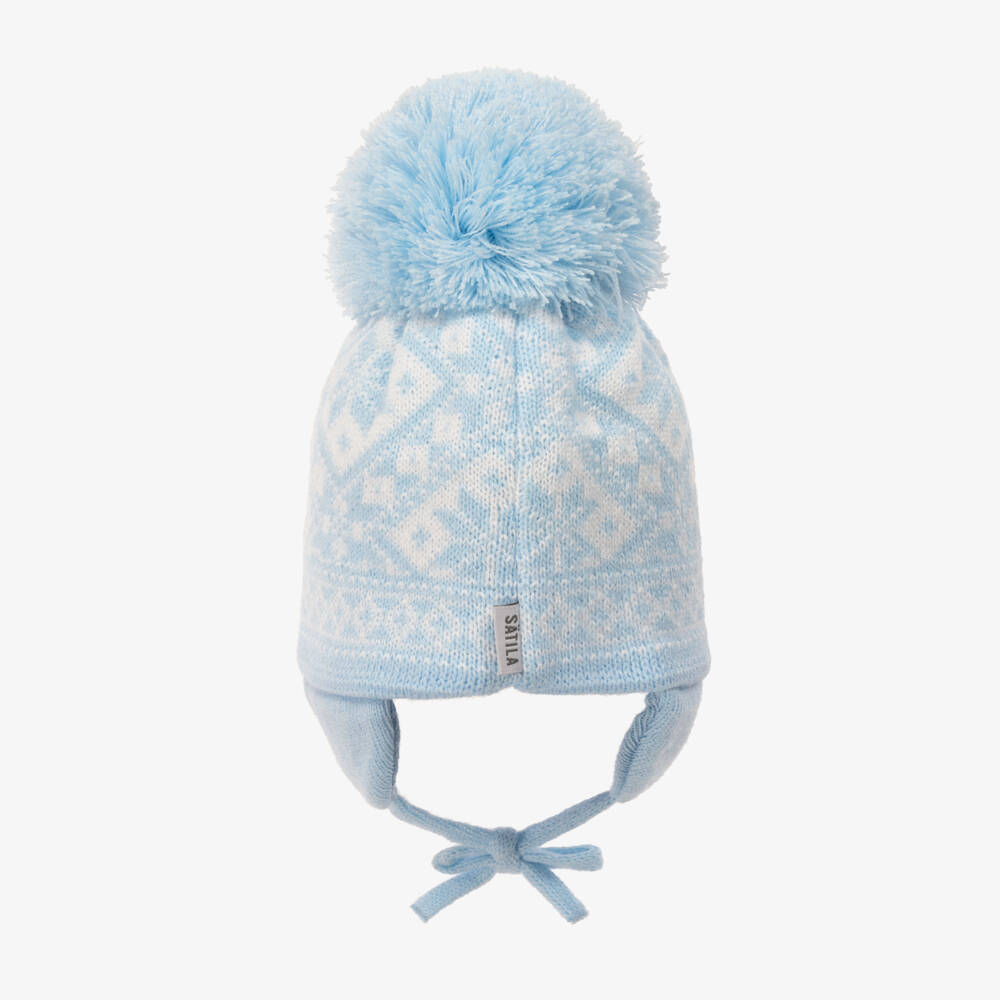 Sätila of Sweden-Light Blue Alice Knitted Large Pom-Pom Beanie | Childrensalon Outlet