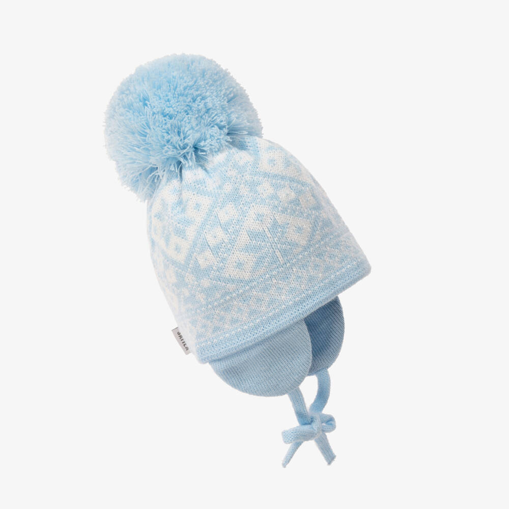 Sätila of Sweden-Light Blue Alice Knitted Large Pom-Pom Beanie | Childrensalon Outlet