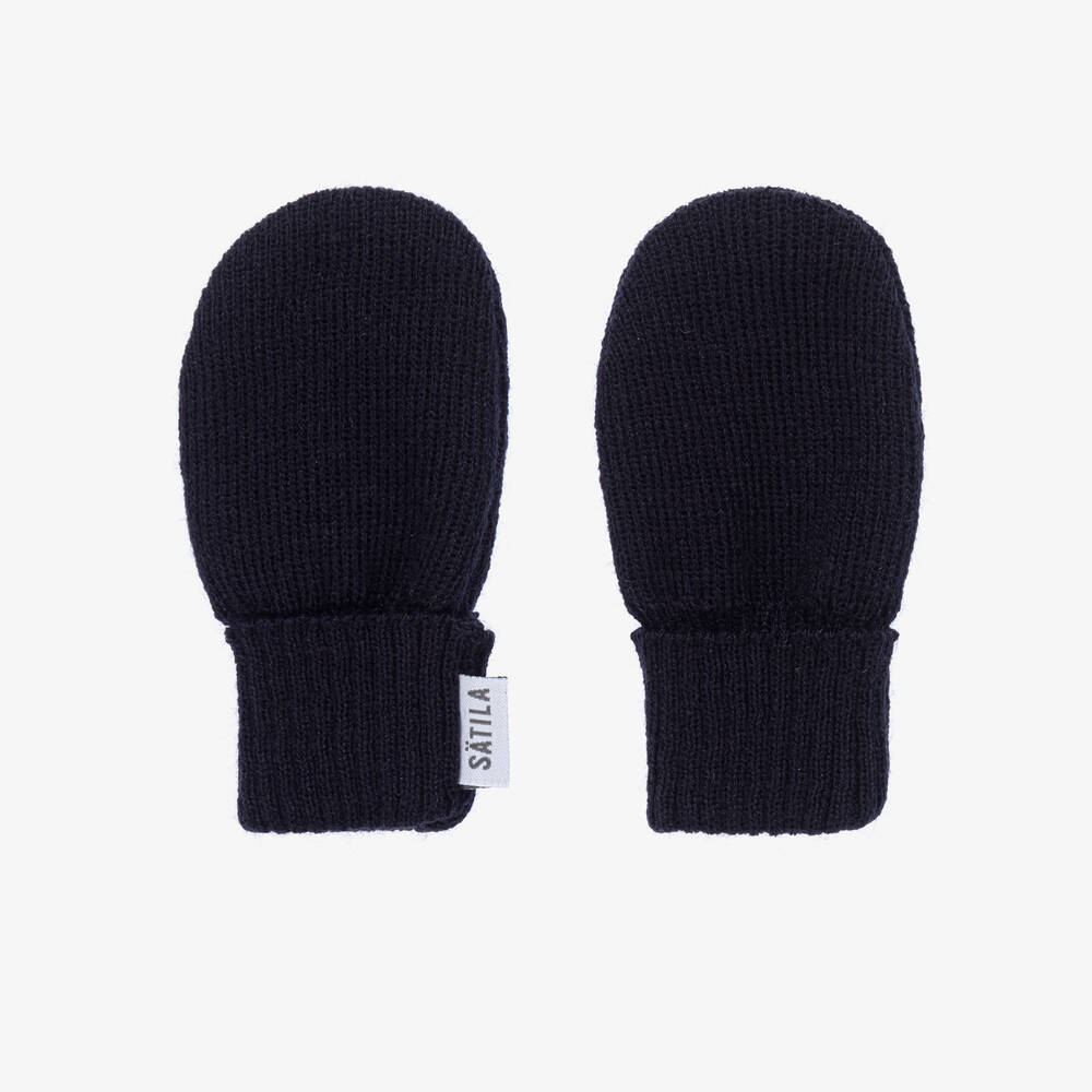 Sätila of Sweden-Navy Blue Trixie Knitted Baby Mittens | Childrensalon Outlet