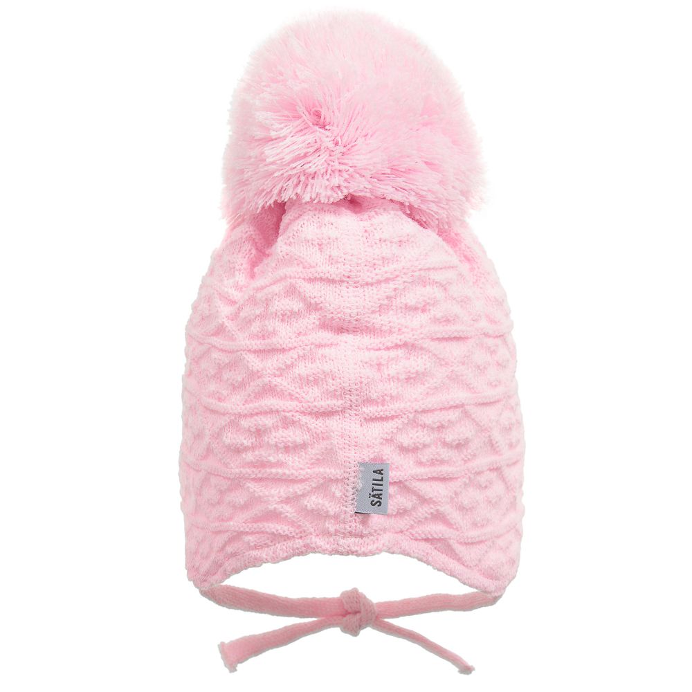 Sätila of Sweden-Pink Knitted Large Pom-Pom Hat | Childrensalon Outlet