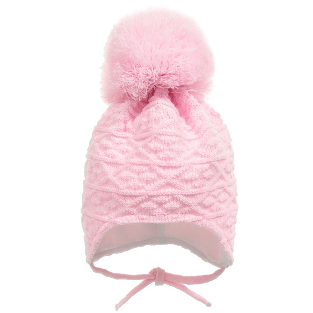 Sätila of Sweden - Pink Knitted Large Pom-Pom Hat | Childrensalon