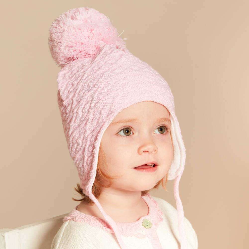 Sätila of Sweden-Pink Knitted Large Pom-Pom Hat | Childrensalon Outlet