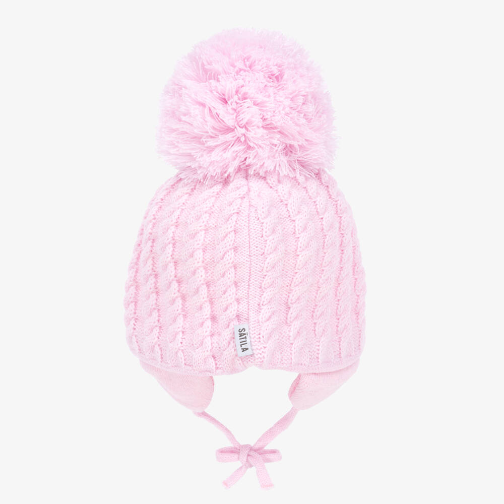 Sätila of Sweden-Pink Laura Knitted Giant Pom-Pom Beanie | Childrensalon Outlet