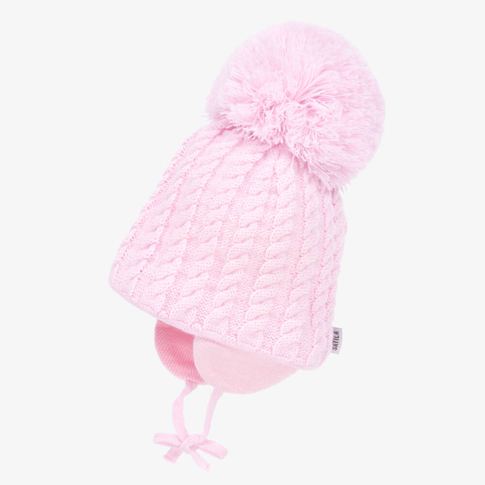 Sätila of Sweden-Pink Laura Knitted Giant Pom-Pom Beanie | Childrensalon Outlet