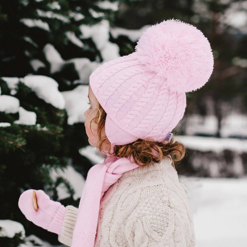 Sätila of Sweden-Pink Laura Knitted Giant Pom-Pom Beanie | Childrensalon Outlet