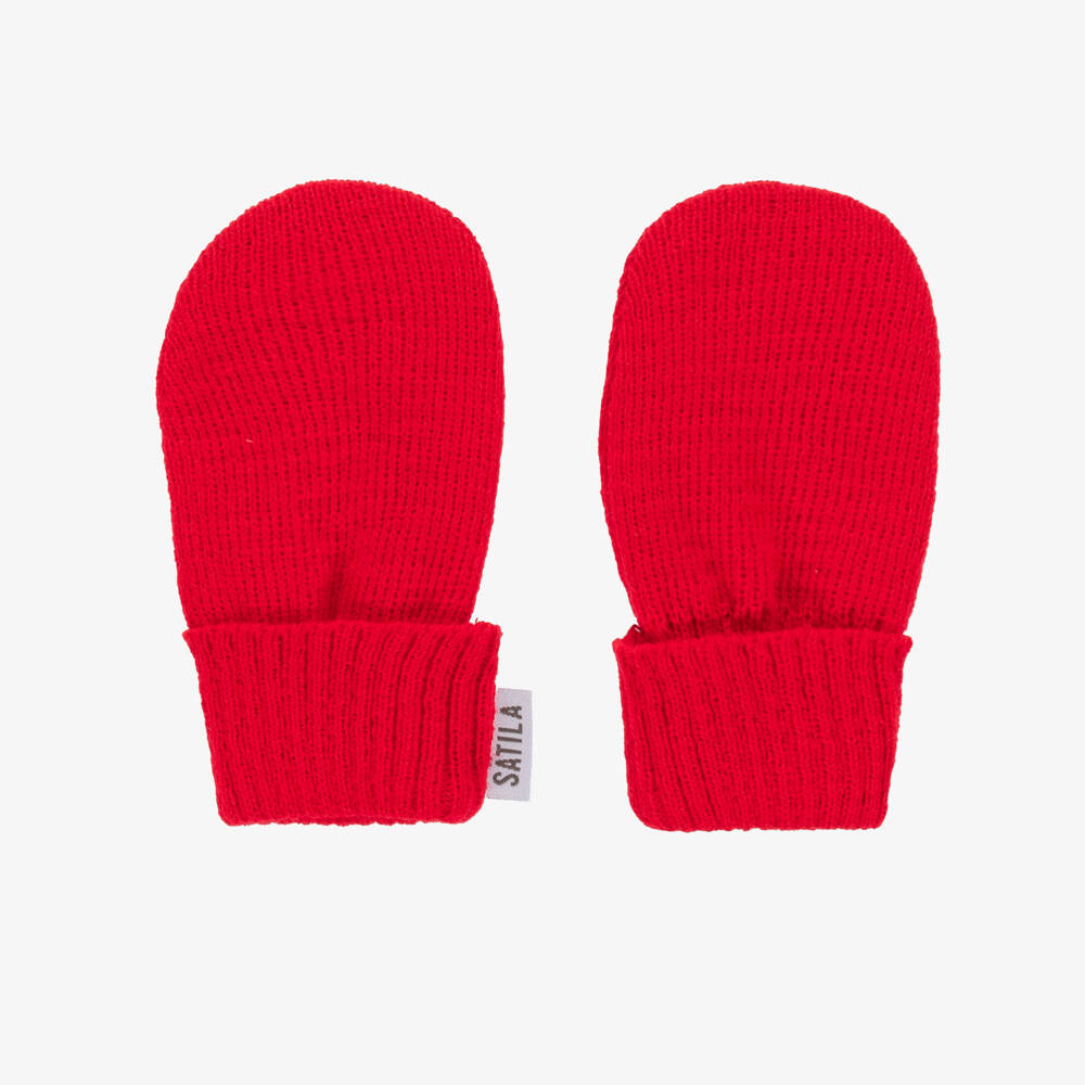 Sätila of Sweden-Red Trixie Knitted Baby Mittens | Childrensalon Outlet