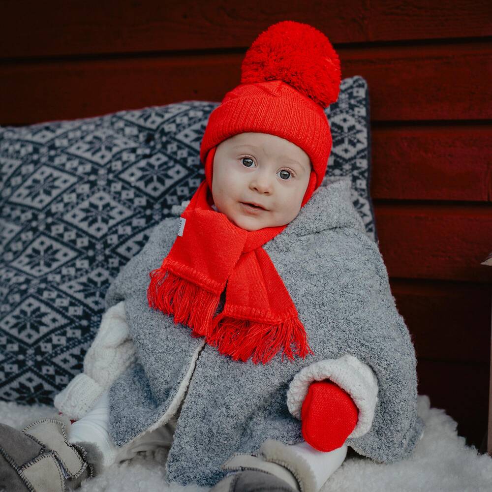 Sätila of Sweden-Red Trixie Knitted Baby Mittens | Childrensalon Outlet