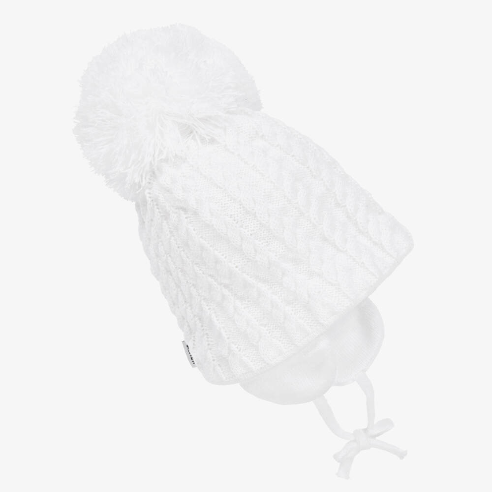 Sätila of Sweden-White Laura Knitted Giant Pom-Pom Beanie | Childrensalon Outlet