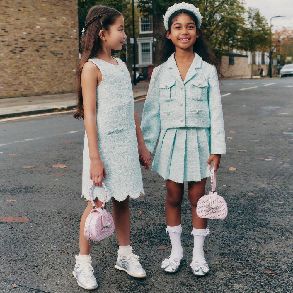 Self-Portrait-Girls Azure Bouclé Dress | Childrensalon Outlet