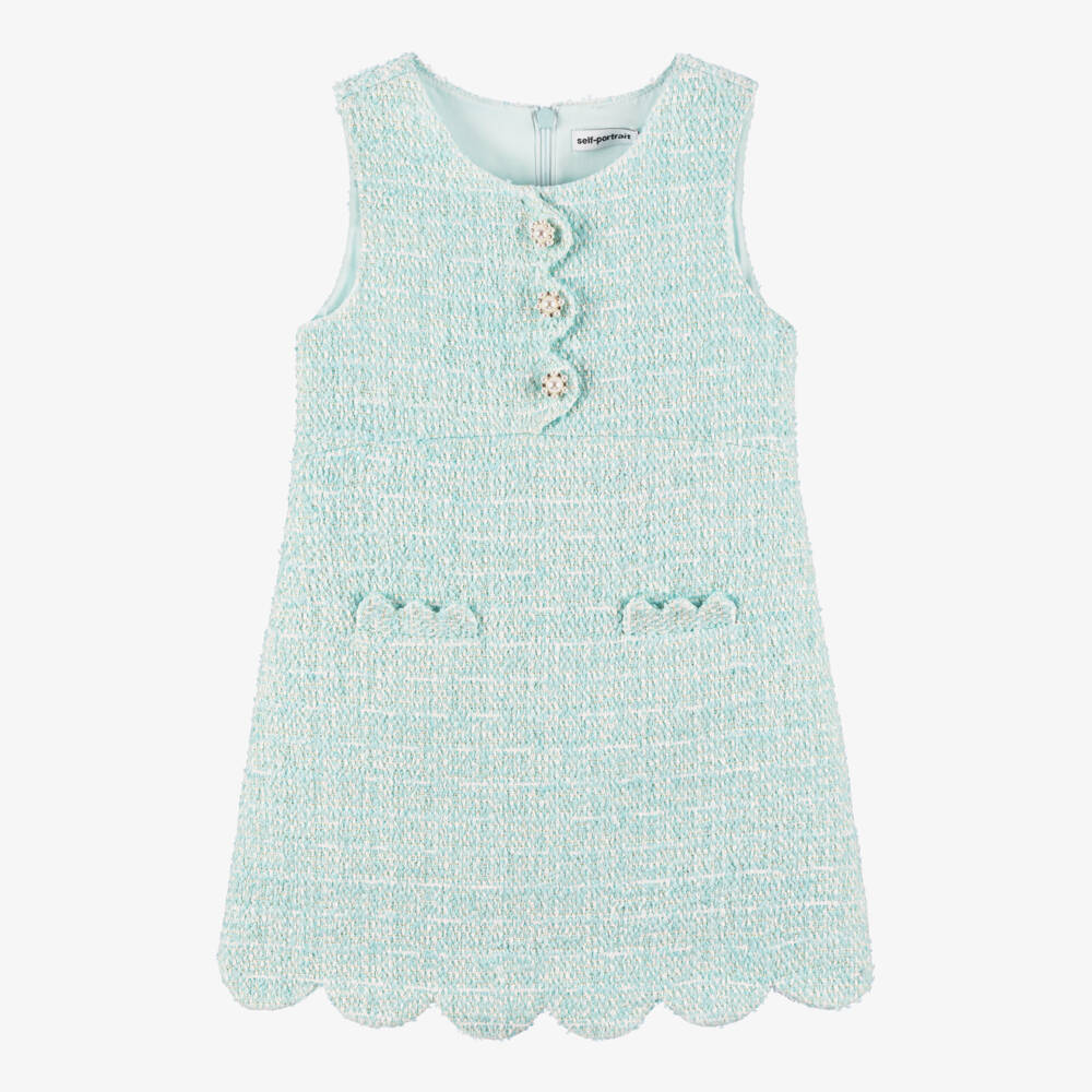 Self-Portrait-Girls Azure Bouclé Dress | Childrensalon Outlet