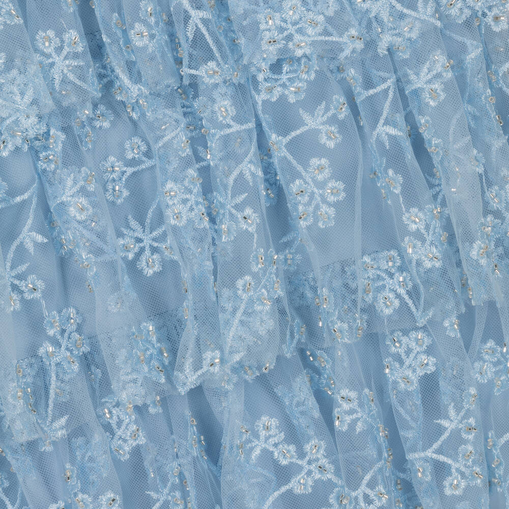 Self-Portrait-Girls Blue Beaded Tulle Dress | Childrensalon Outlet