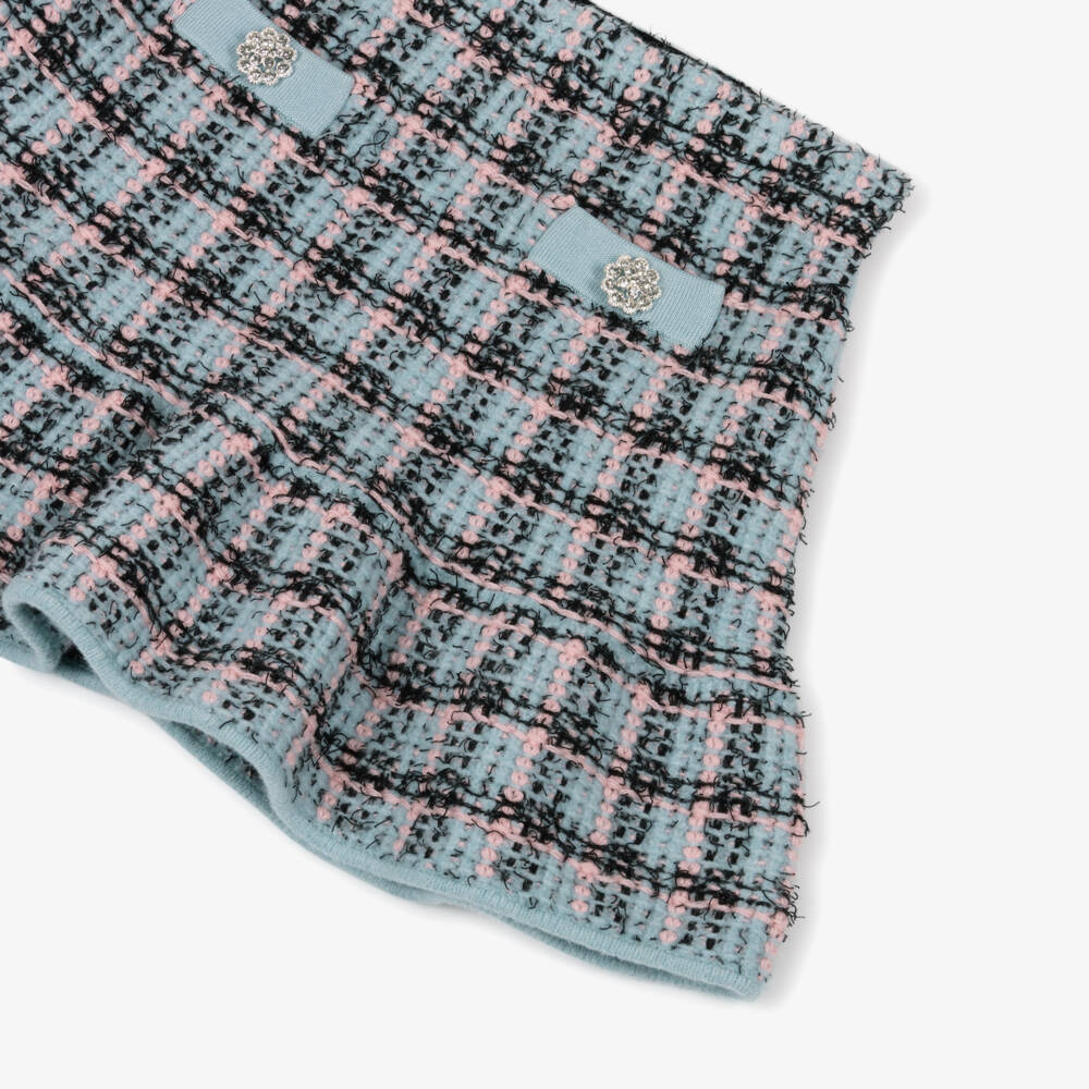Self-Portrait-Girls Blue & Black Knitted Tweed-Effect Skirt | Childrensalon Outlet
