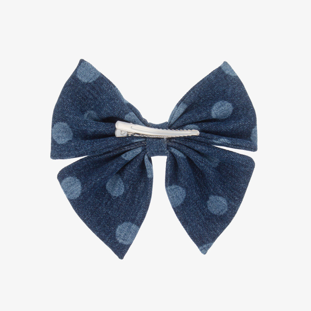 Self-Portrait-Girls Blue Denim Bow Hair Clip (16cm) | Childrensalon Outlet