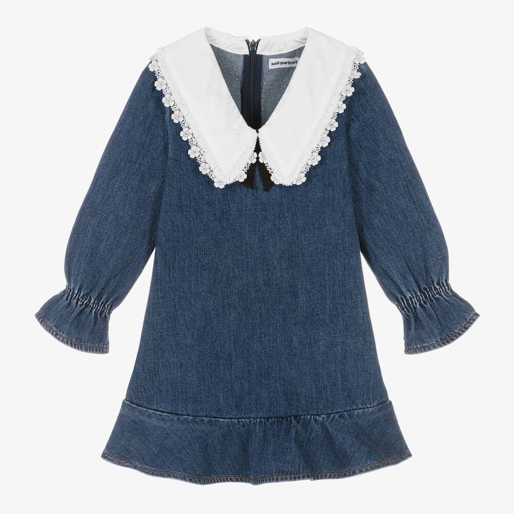 Girls denim and lace dress top
