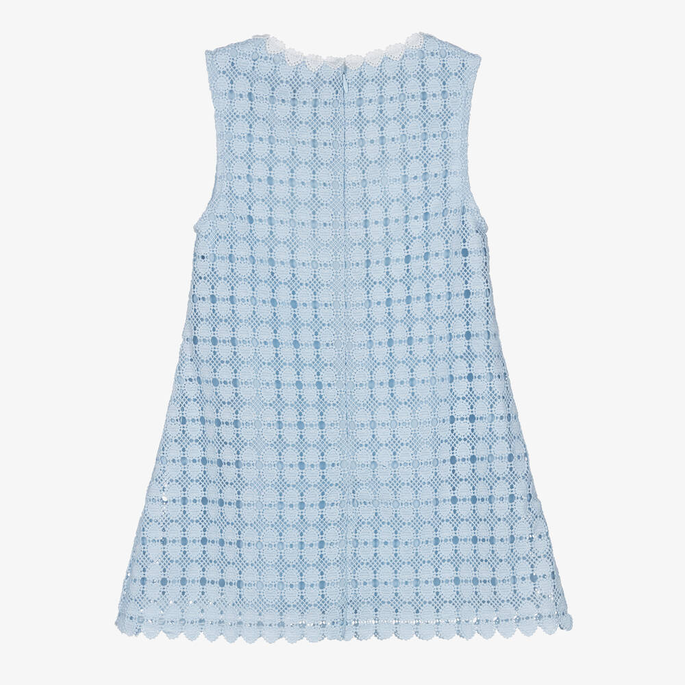 Self-Portrait-Girls Blue Heart Guipure Lace Dress | Childrensalon Outlet