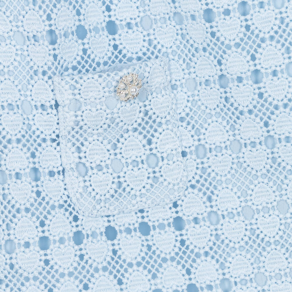 Self-Portrait-Girls Blue Heart Guipure Lace Dress | Childrensalon Outlet