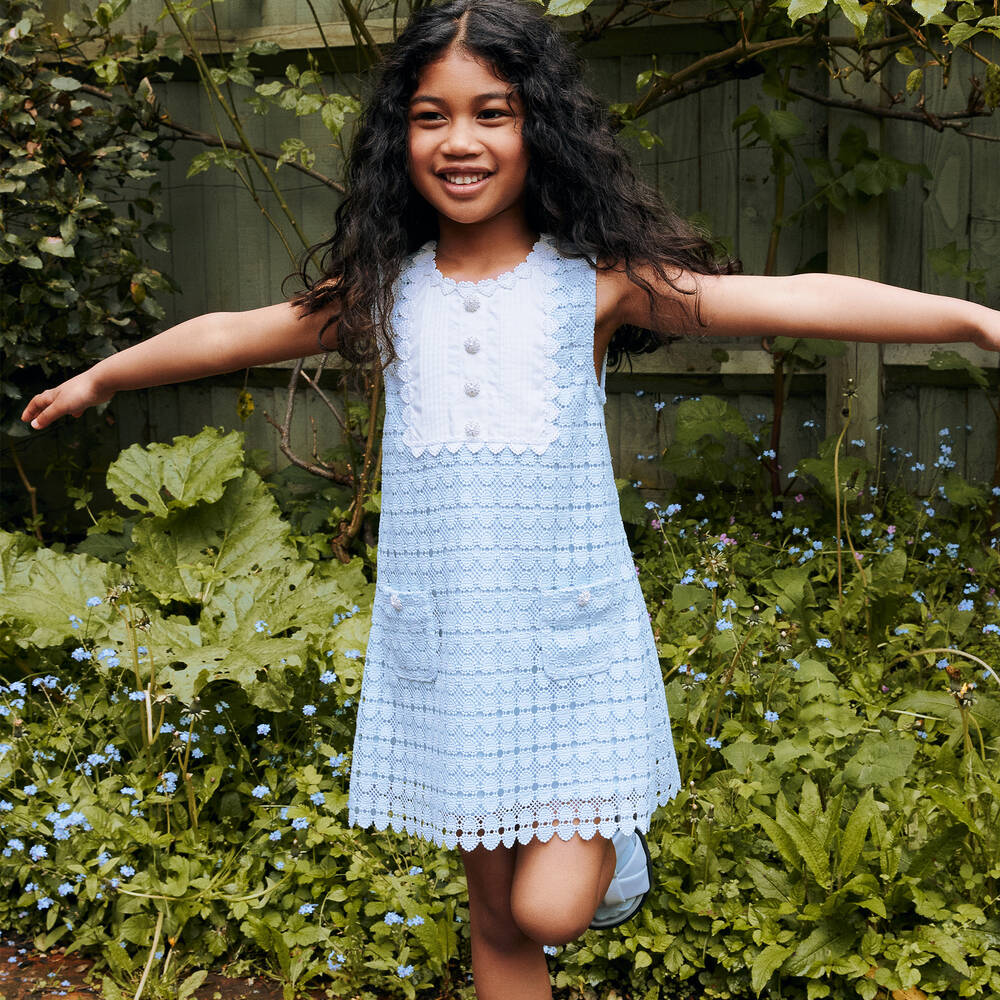 Girls blue lace dress new arrivals
