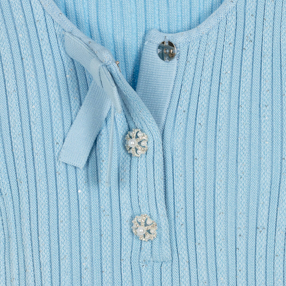 Self-Portrait-فستان مزيج فيسكوز لامع محبوك لون أزرق | Childrensalon Outlet