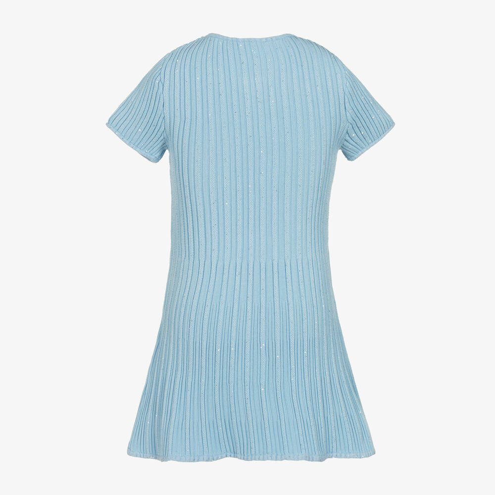 Self-Portrait-فستان مزيج فيسكوز لامع محبوك لون أزرق | Childrensalon Outlet