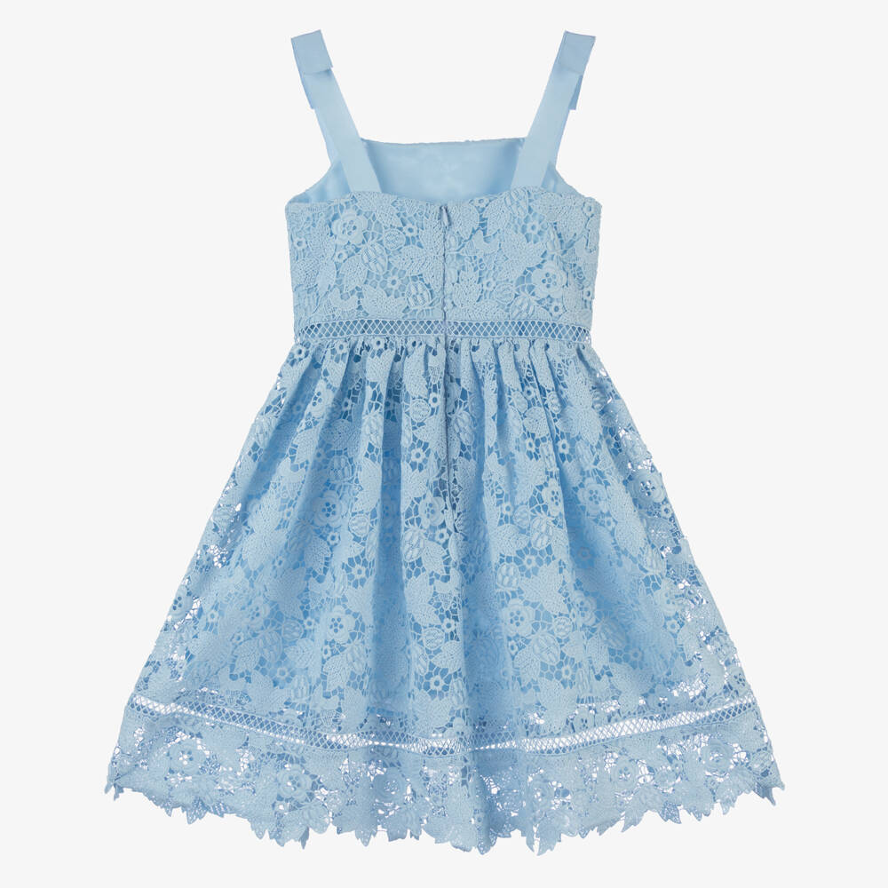 Self-Portrait-Girls Blue Lace Floral Elegance Dress | Childrensalon Outlet