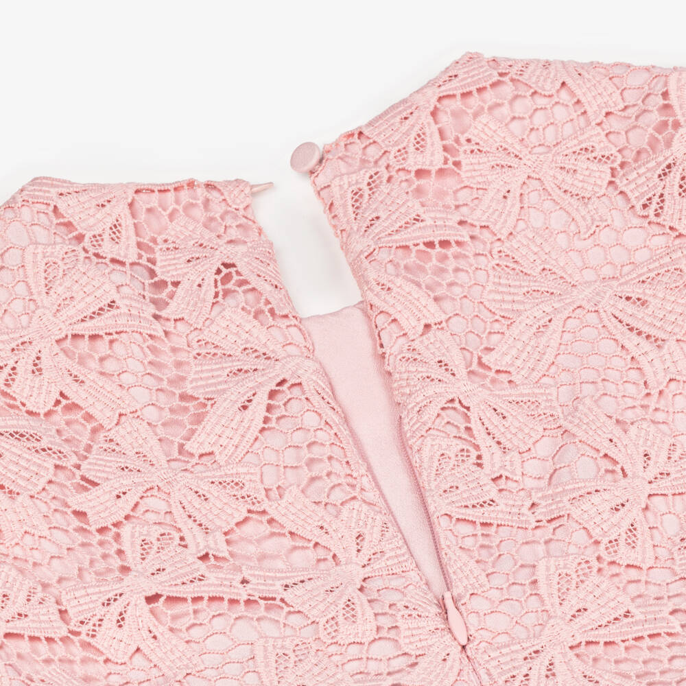 Self-Portrait-Girls Blush Lace Bow Gown | Childrensalon Outlet