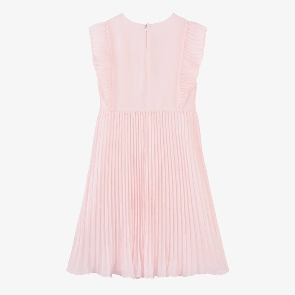 Self-Portrait-Girls Blush Pleated Diamante Bow Frock | Childrensalon Outlet