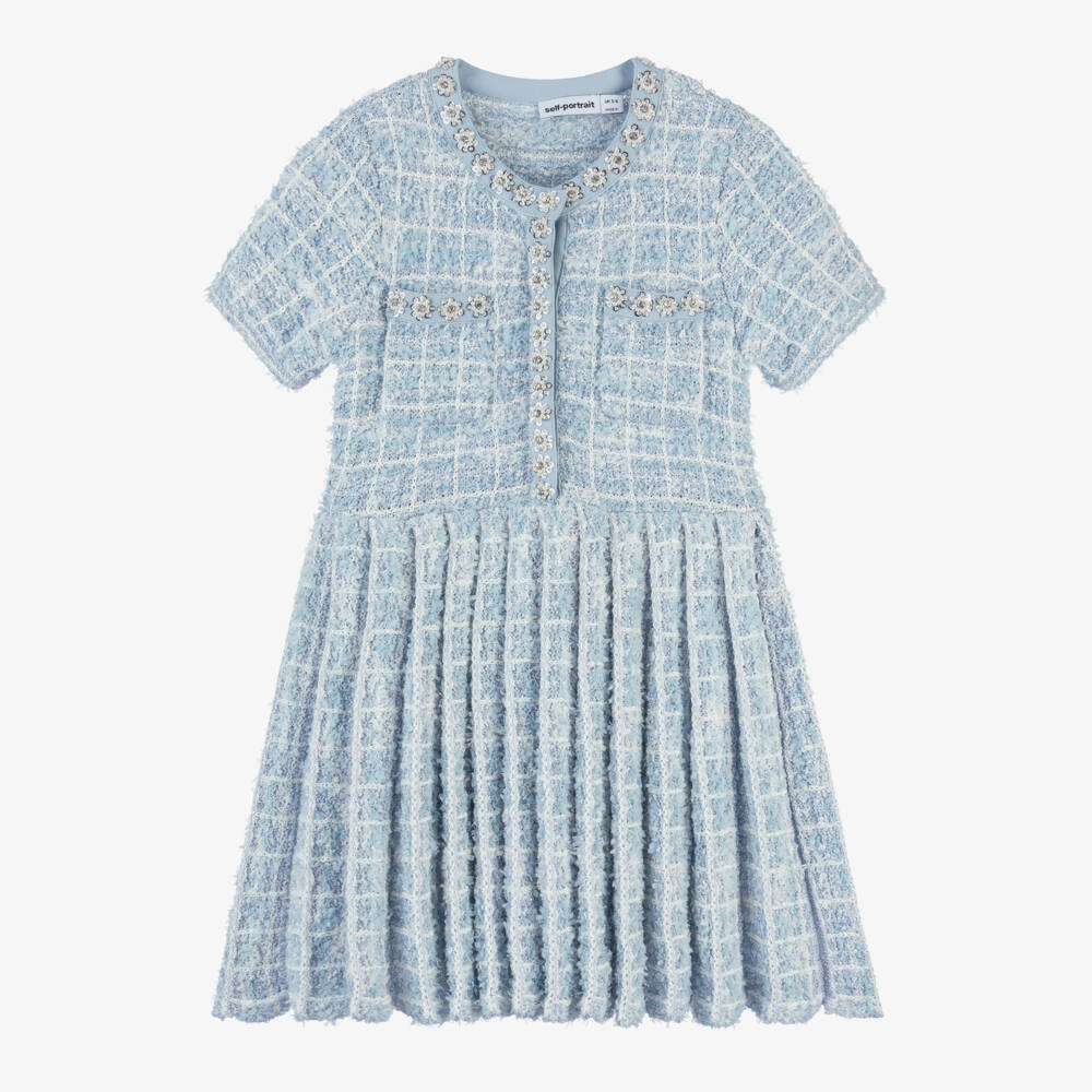 Self-Portrait-Girls Bouclé Blue Tweed Ensemble | Childrensalon Outlet