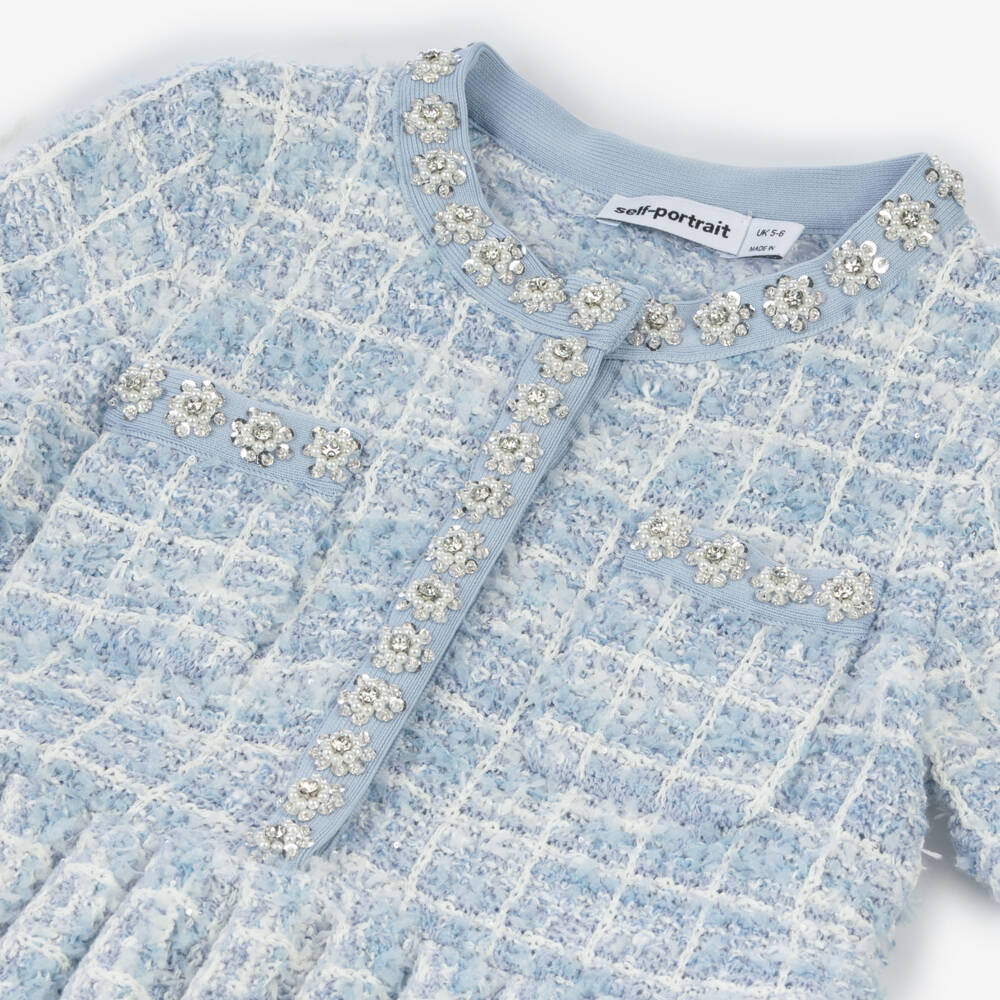 Self-Portrait-Girls Bouclé Blue Tweed Ensemble | Childrensalon Outlet
