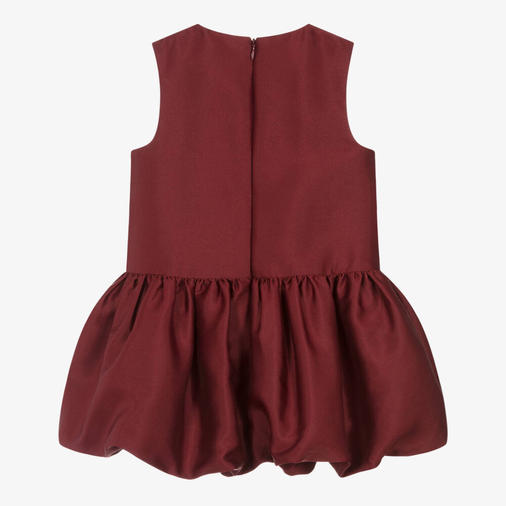 Self-Portrait-Girls Burgundy Satin Bubble Hem Dress | Childrensalon Outlet